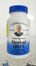 Dr. Christopher's Original Formulas Herbal Iron Formula 100 veg caps