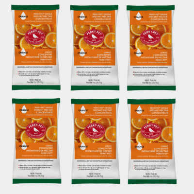 6 Perky-Pet Orange INSTANT NECTAR 8oz Concentrate Sucrose ORIOLE Food Citrus