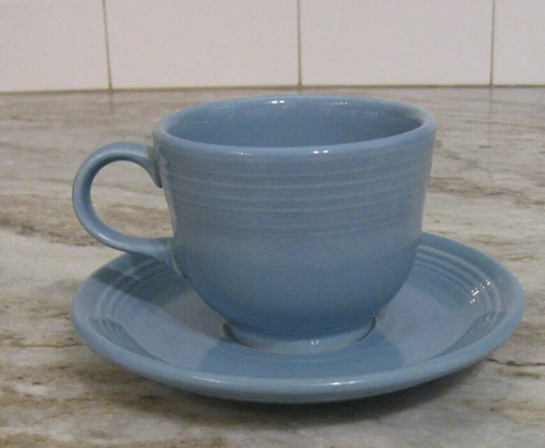 Fiestaware Periwinkle Blue Small Cup and Saucer retired color USA