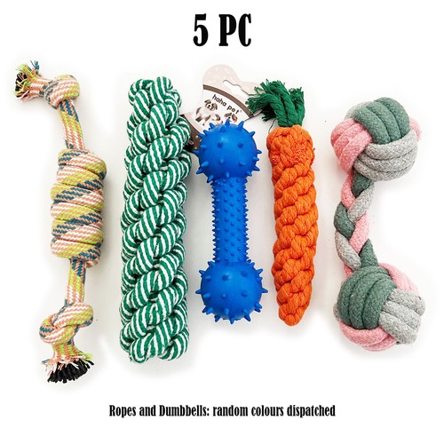 Dogs Strong Cotton Knotted Ropes Chew Balls Sneaky Plush Toys Puppy Training - Picture 17 of 20