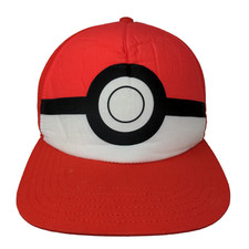 Pokemon Boy's Snapback Hat Red OSFM Embroidered Spell Out Logo Poke Ball