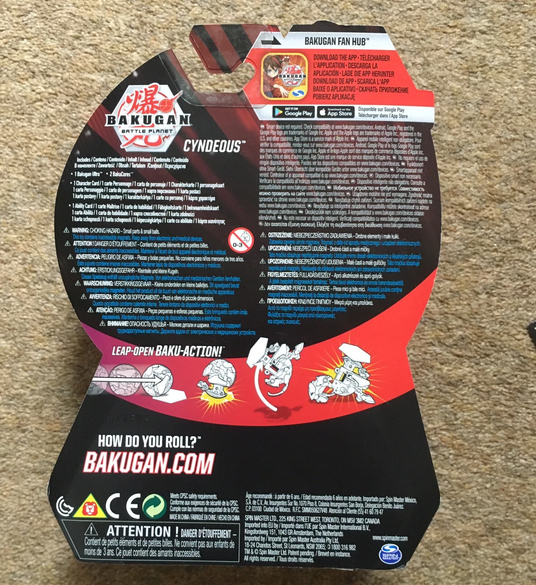 BAKUGAN BATTLE PLANET ULTRA PYRUS CYNDEOUS - RED! BAKUCORES! UK.