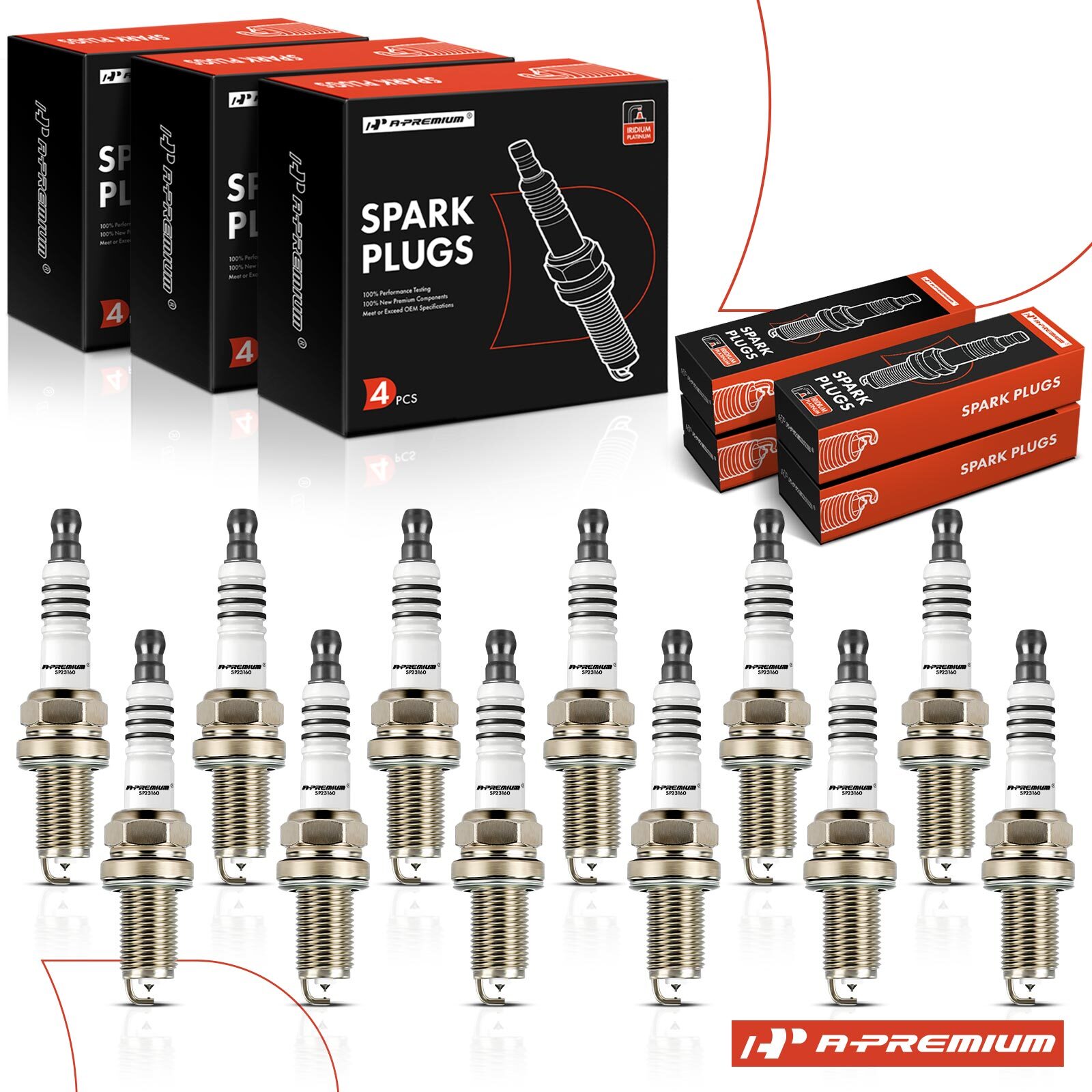 A-Premium 12x Iridium & Platinum Spark Plugs for Ferrari 456 GT 456 M GTA 512 TR