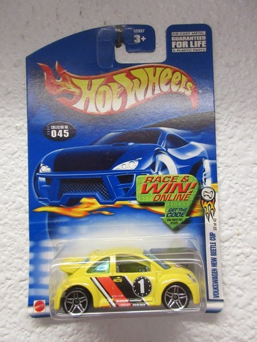 Hot Wheels Volkswagen New Beetle Cup 2002 - First Editions - Modèle 1/64 Jaune - Occasion (long Card Américaine)