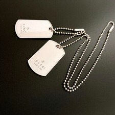 Excellent GUCCI Sterling Silver Dog Tag Pendant Necklace No Box