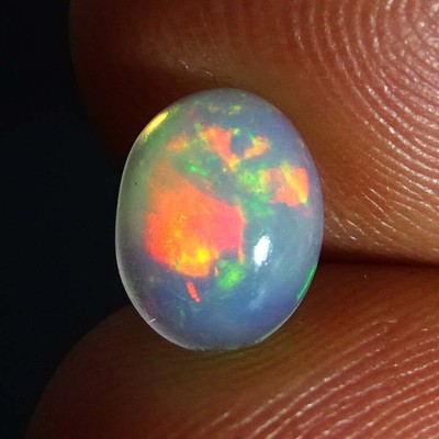 01.05Cts. NATURAL FIRE ETHIOPIAN OPAL RARE Oval Cabochon SPECIMEN