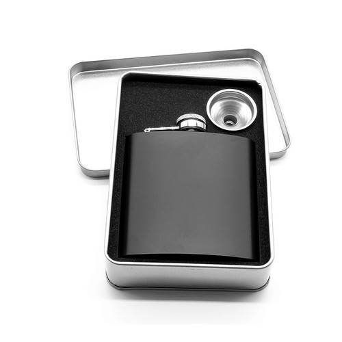 Personalised engraved FATHER of the BRIDE hip flask gift idea, black coated - Picture 3 of 3