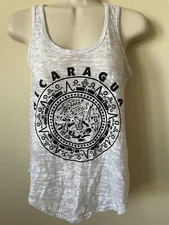 Gray Burnout Nicaragua Ancient Tribal Scoop Neck Sleeveless Tank Top Size S