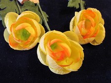 Vintage Millinery Flower Ranunculus 1.5" Yellow 3pc Lot for Hat  Hair Y170