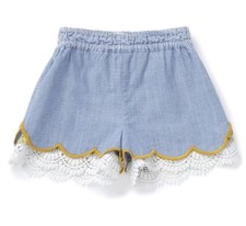 Matilda Jane SKEDADDLE Shorts 2 Joanna Gaines Chambray Crochet Trim Girl's NWT