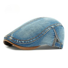 Casquette Newsboy En Denim Lavé Ajustable Pour Hommes Style Vintage