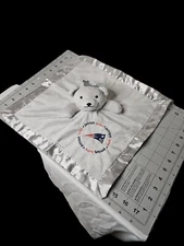 Baby Fanatic New England Patriots Bear Security Blanket Lovey Silk Trim Gray