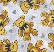 Baby Changing Pad Cover, Teddy Bears on Gray Flannel, Fits 32 x16 Contoured Pad