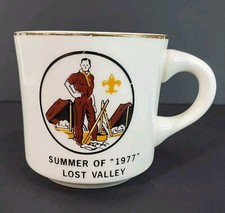 Vintage Summer of 1977 Lost Valley Boy Scouts BSA Mug Gold Rim USA Made Camping