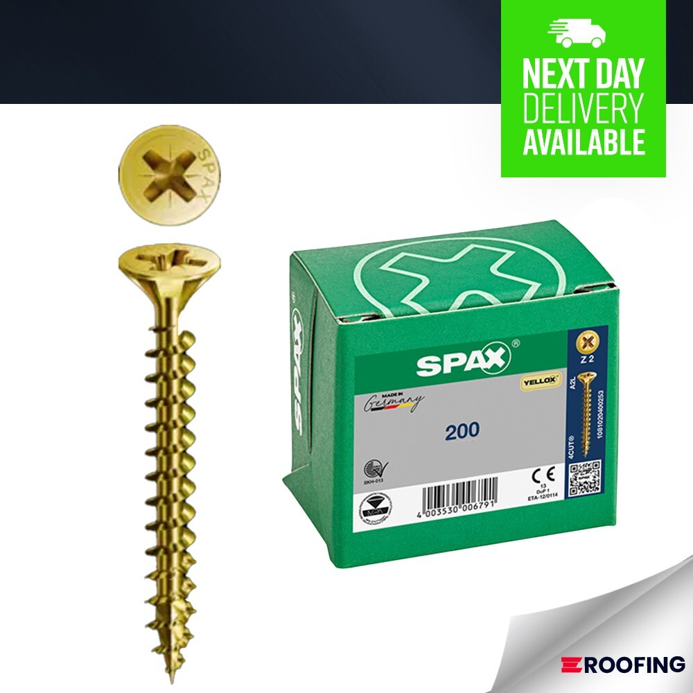 Spax Pozi Flat Countersunk Yellox Coated 4.5 x 30mm PZ2 **200 SCREWS**