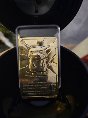 pokemon pikachu gold card 1999 NINTENDO 23K PLATED TRADING If the Defending Pokemon attacks Pikachu during your opponents next turn Pokemon Promo Cards WotC Promo