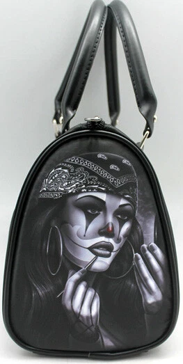 David Gonzales Art Chicana Chola Style Hat Clown Bandana Handbag Purse Lowrider - Image 4 of 4