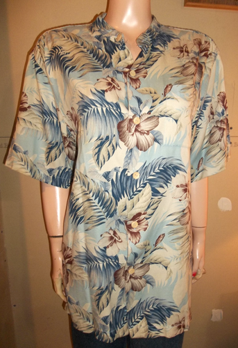 TOMMY BAHAMA MENS SILK SHIRT LARGE NEW TROPICAL FLORAL HIBISCUS