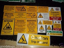 YELLOW HAZARD WARNING BEWARE CAUTION DANGER SECURITY SELF ADHESIVE LABLES SIGNS