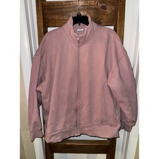 Tna Aritzia Cozy Fleece Boyfriend Zip Up Sweatshirt Dusty Rose Large