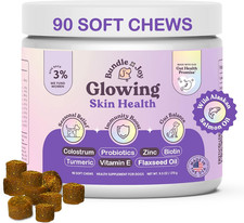 Glowing Skin and Coat Supplement for Dogs, 90 Soft Chews, Probiotics for Dogs wi