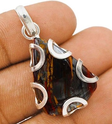 Natürlicher Tiger Eisen Jaspis 925 massiv Sterling Silber Anhänger 
