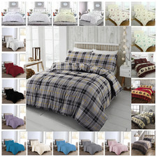 Flannelette 100% Brushed Cotton  Duvet Quilt Cover Bed Set Double King Single 