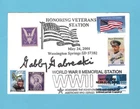Gabby Gabreski World War 2 ACE SIGNED Beautiful PATRIOTIC Canceled Index Card A+