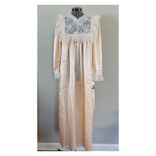 VTG NWT Christian Dior Lingerie Sz S Peach Satin and Lace 70s Nightgown
