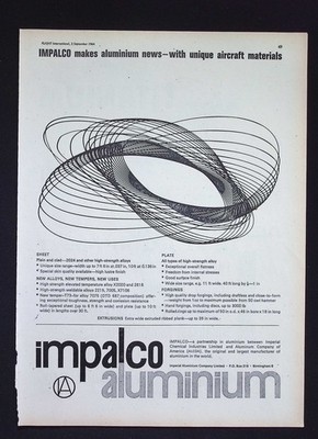 Original 1964 Reklame Imperial Aluminium Impalco Flugzeugmaterial