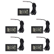 HiLetgo 5pcs Digital LCD Thermometer Temperature 47 28 14mm, Black