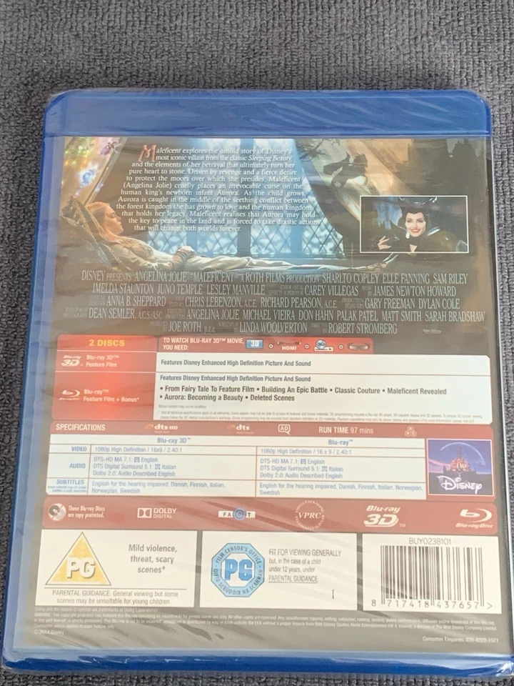 Disney MALEFICENT (Blu-ray 3D + Blu-ray) - Brand New & Sealed - Image 2 of 2