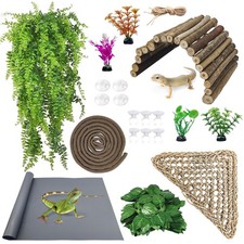 kathson Bearded Dragon Tank Accessories Kit, Reptile Hide Wooden Bridge Terrariu