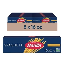 Barilla Spaghetti Pasta 16oz Box (8 Pack) – Non-GMO Durum Wheat