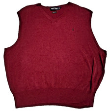 POLO GOLF RALPH LAUREN Men's XL Maroon V-Neck Knit Sweater Vest Golf Preppy PONY