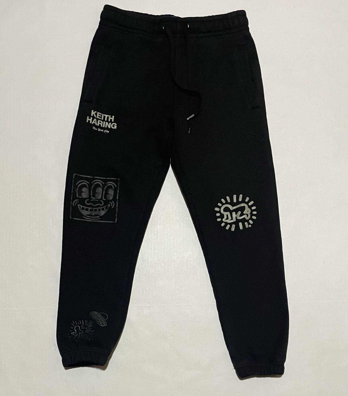 Keith Haring x Shoe Palace Sweatpants Mens Size Small Tapered Joggers Black