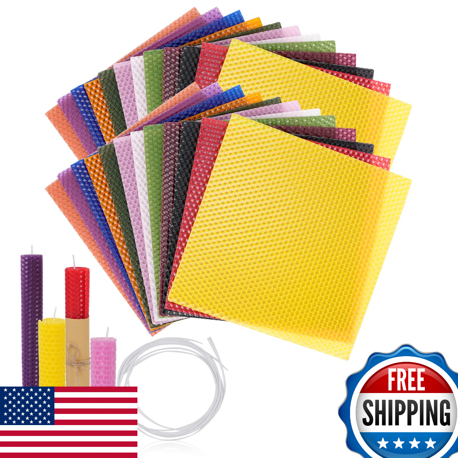 Thleunei Beeswax Candle Making Kit - 24 Sheets, 12 Colors, 2