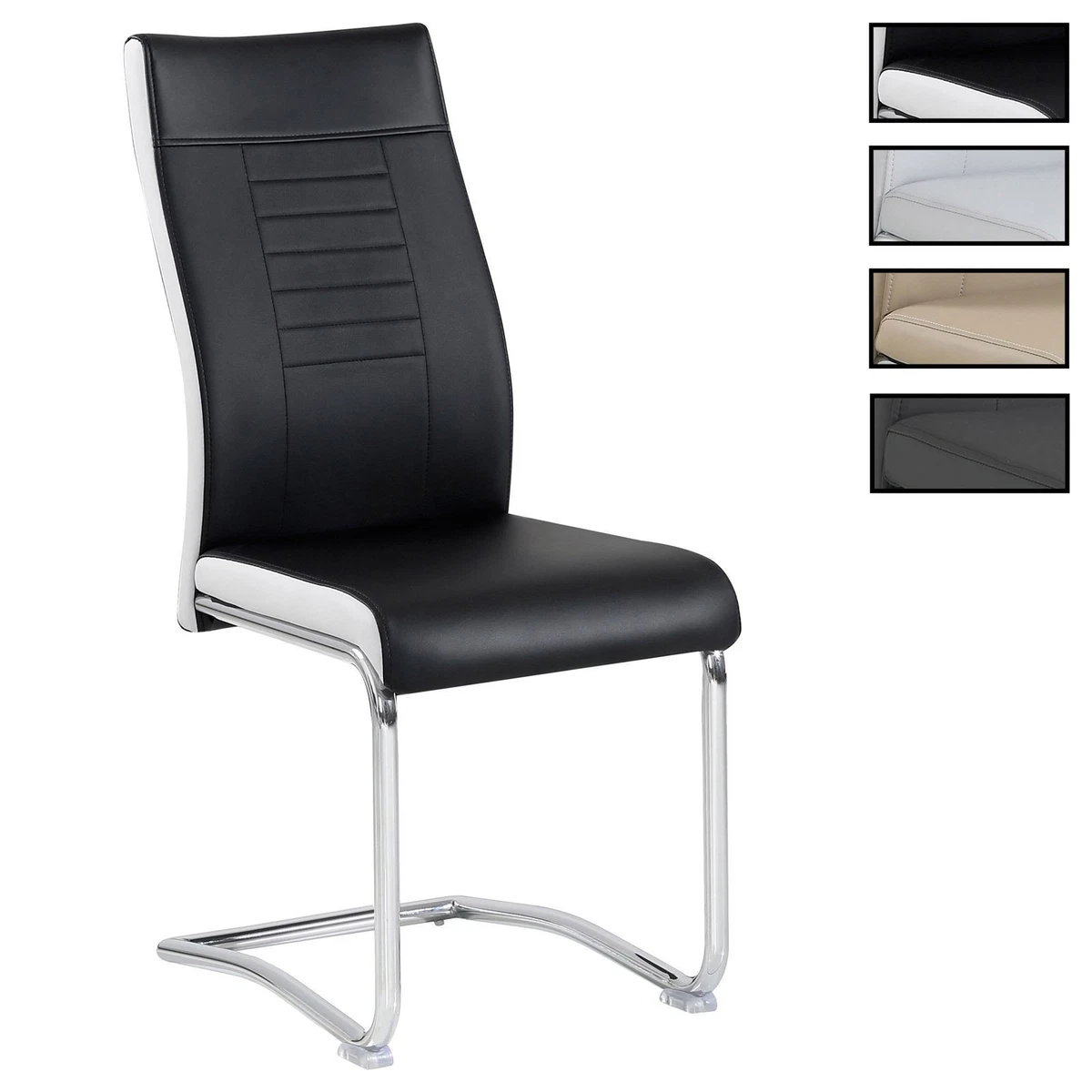 Esszimmerstuhl 4er-Set mit Metallgestell Schwingstuhl aus Kunstleder