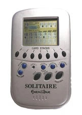 Vtg Excalibur Solitaire Executive Electronic Card Game Silver Travel #370 Tested