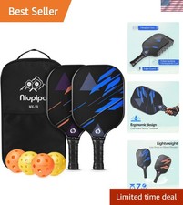 USAPA Approved Fiberglass Pickleball Paddle Set of 2 with Balls  Bag - Begin...
