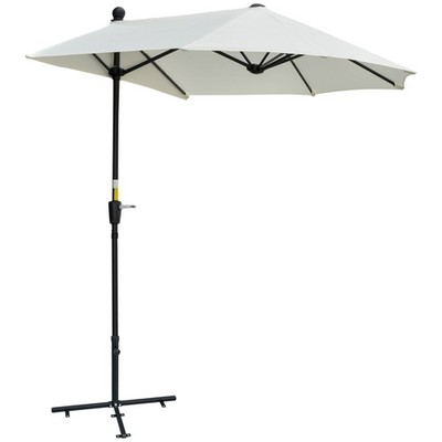 Sonnenschirm Halbrund 1,9 x 2 m Doppelsonnenschirm mit Handkurbel Ständer