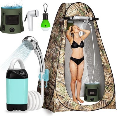Camping Shower Tent Kit Pop Up Privacy Shelter with LED Lights