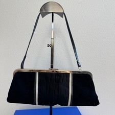 The Mango Tree Black Suede Pleated Clutch -Cocktail, Formal, Party