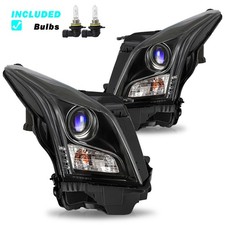 BLACK Clear Halogen Headlight Assembly For 2013-2018 Cadillac ATS  LH+RH W/Bulbs