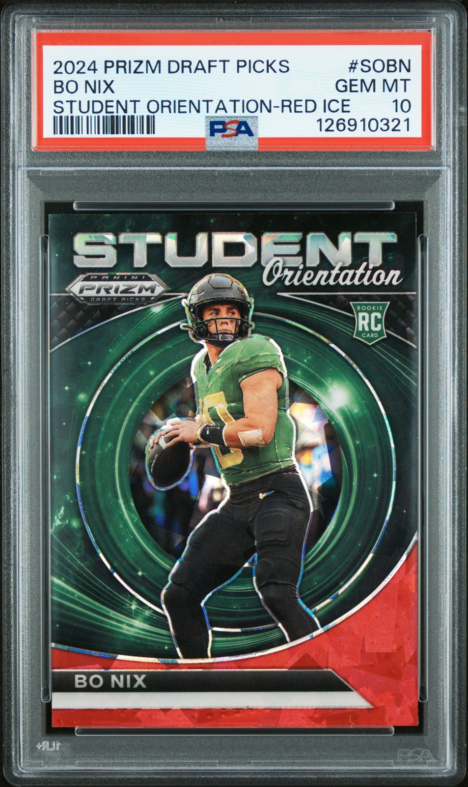 Bo Nix Panini Prizm Draft Picks Student Orientation #SOBN Red Ice