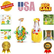 2 Set Hawaiian Porch Goose Outfits, Summer Bikini Lawn Goose Costume, Yard Go...