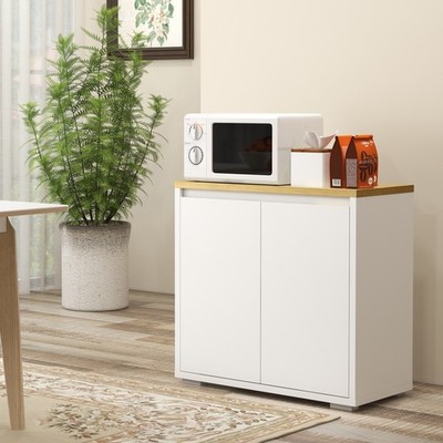 Küchen Sideboard Aufbewahrungsschrank mit Doppeltüren und verstellbarem Regal weiß