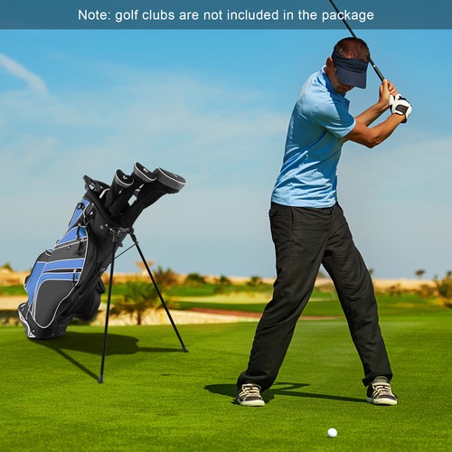 Lightweight Golf Stand Carry Bag W/6 Way Top Dividers & 8 Pockets Rain Hood Blue - Picture 2 of 8