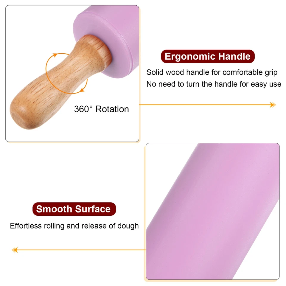 Rodillos de silicona para hornear 23,5 cm x 4,2 cm púrpura nuevos Foto 4 de 4