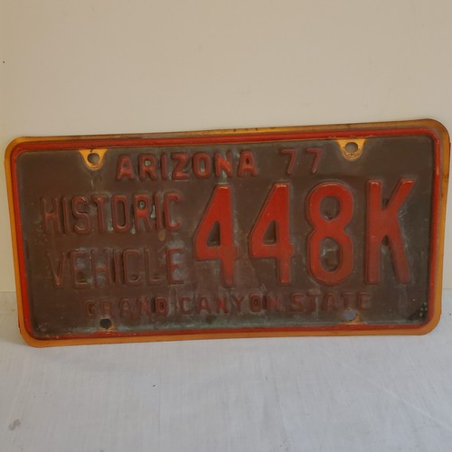 Arizona 77 448K Historic Vehicle Grand Canyon State License Plate Copper
